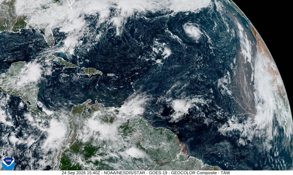 GOES geocolor satellite view of the tropical Atlantic