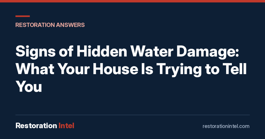 Signs of Hidden Water Damage: What Your House Is Trying to Tell You