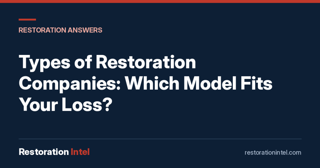Types of Restoration Companies: Which Model Fits Your Loss?